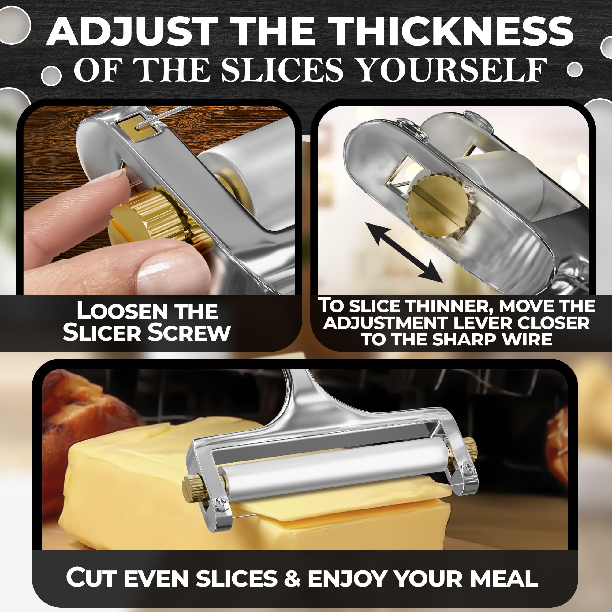 V Tower dishwasher-safe cheese slicer for quick cleanup after use