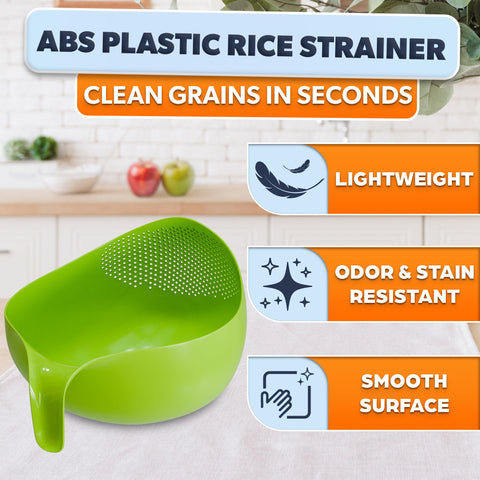 V TOWER green-rice-colander with textured grip during washing