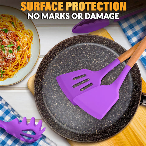 V TOWER purple beech handle utensils for a comfy grip and durable use