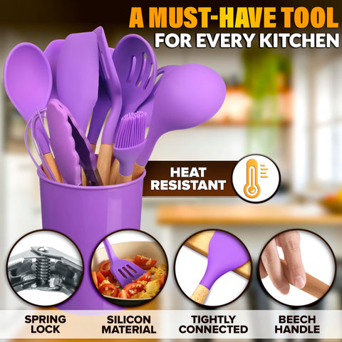 V TOWER purple silicone spatula for flipping and scraping delicate surfaces