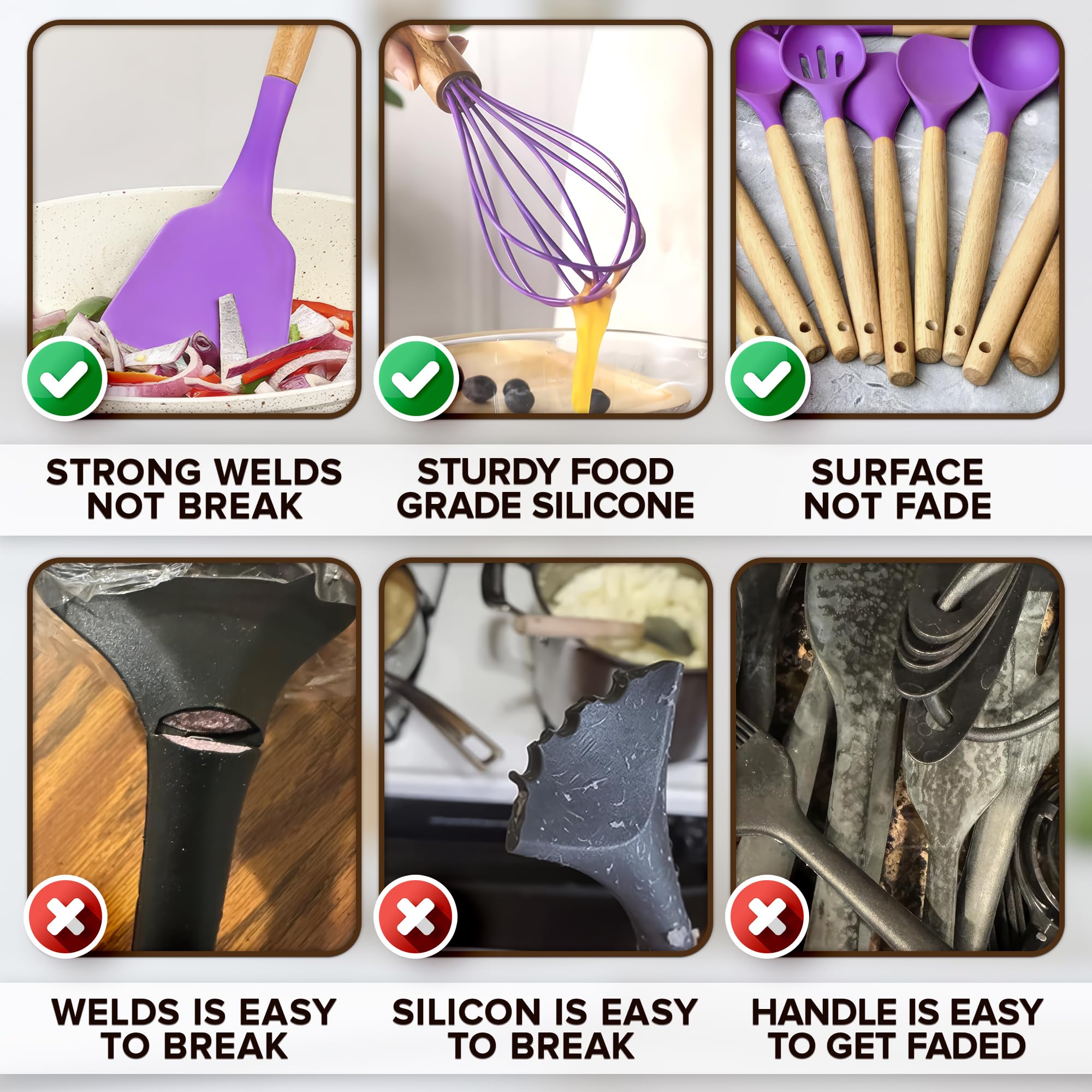 V TOWER purple silicone tongs for safe gripping while cooking