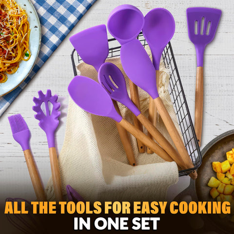 V TOWER purple silicone whisk for smooth batter and emulsions