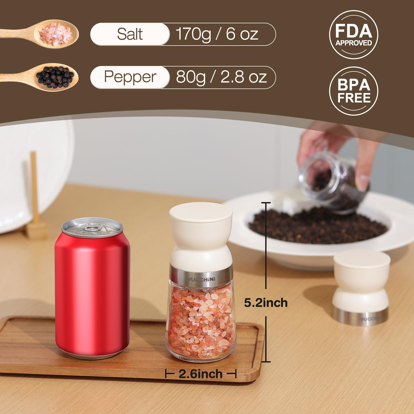 Vucchini adjustable ceramic grinder delivers finer, consistent texture