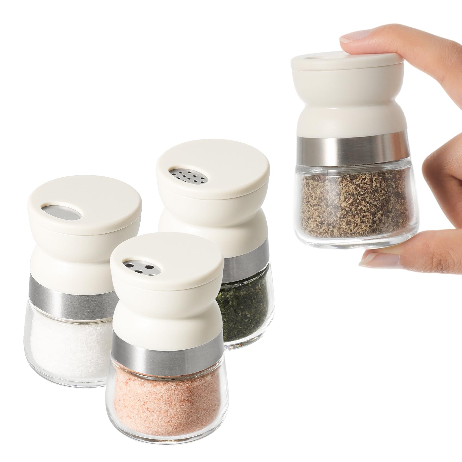 Vucchini travel salt and pepper shaker set in compact form for lunch-box portability