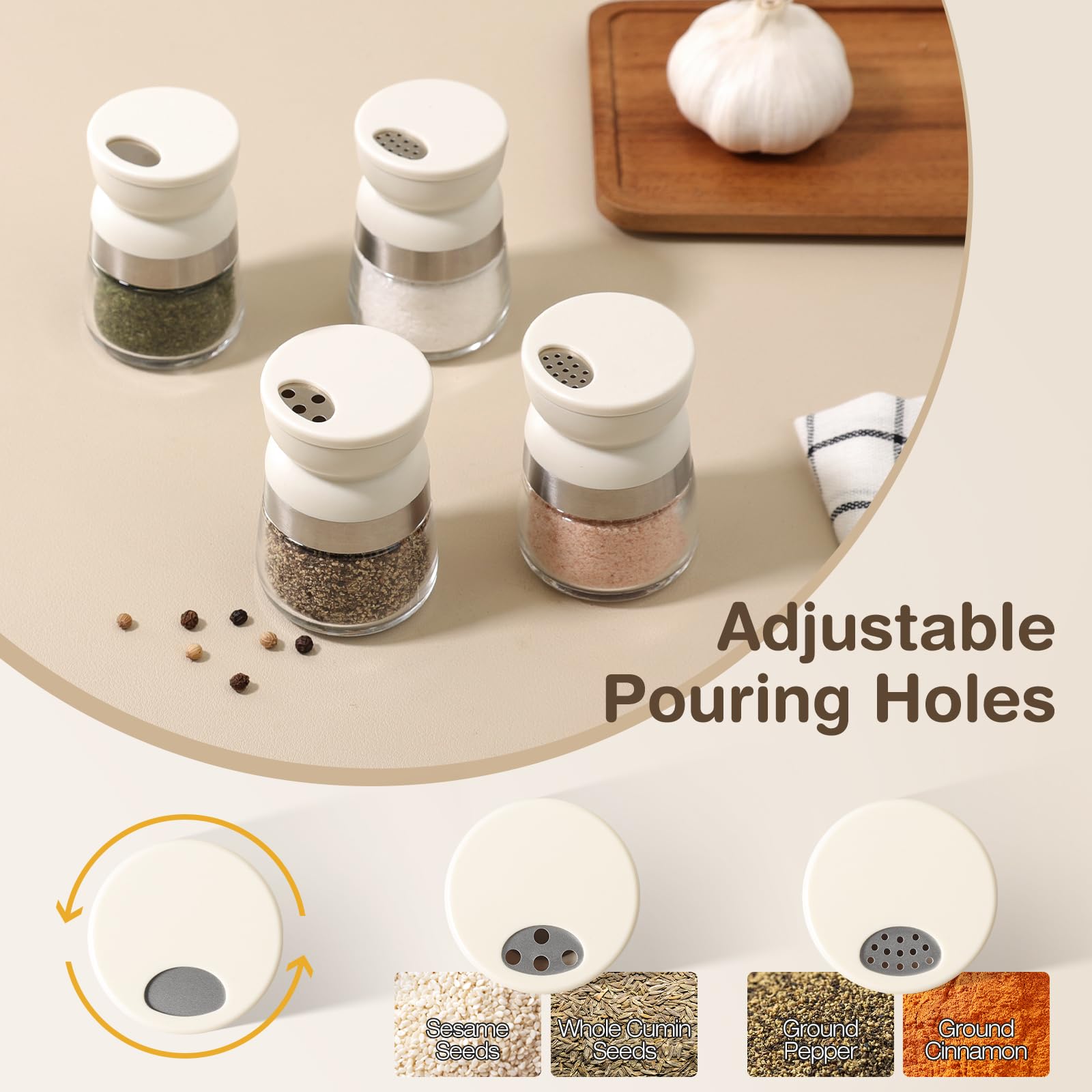 Vucchini wide-mouth refill opening for quick refills of salt pepper and spices