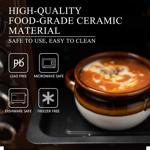 Vumdua ceramic soup crock designed for French onion servings
