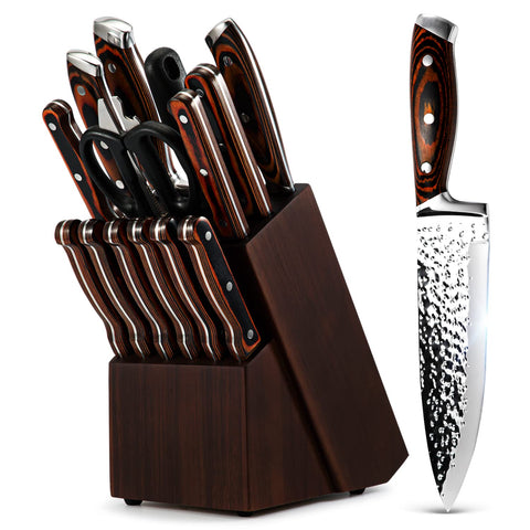 Vvwgkpk knife set full block shows organized blades for easy access and storage.