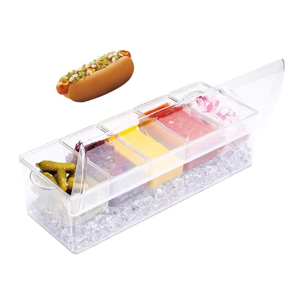 VWMYQ garnish holder on ice showcases fresh garnishes clearly.
