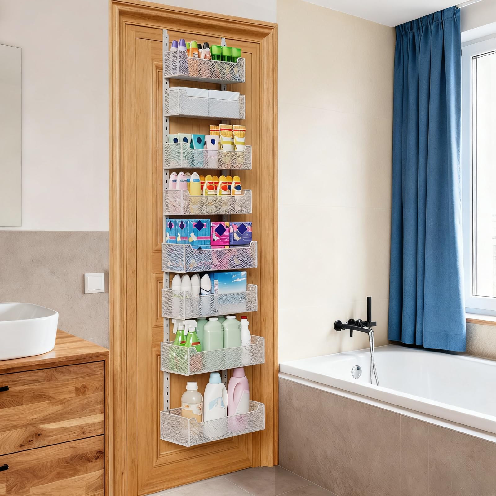 VyGrow 63-inch height maximizes vertical storage in kitchen and bath.