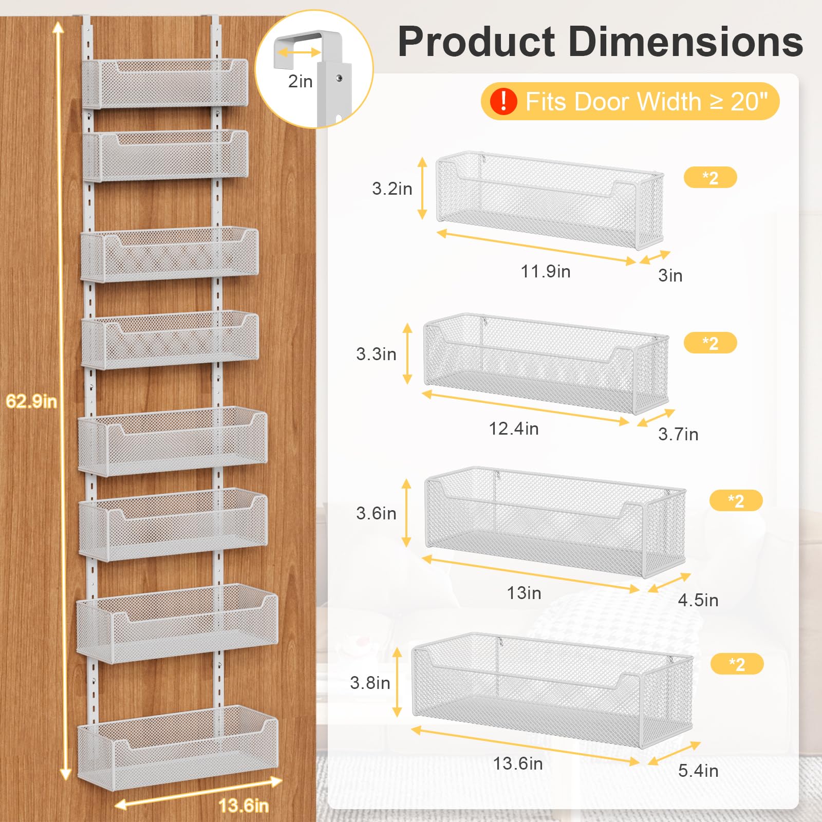 VyGrow adjustable basket spacing adapts to tall bottles and short jars.