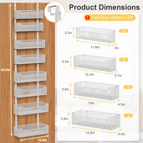VyGrow adjustable basket spacing adapts to tall bottles and short jars.