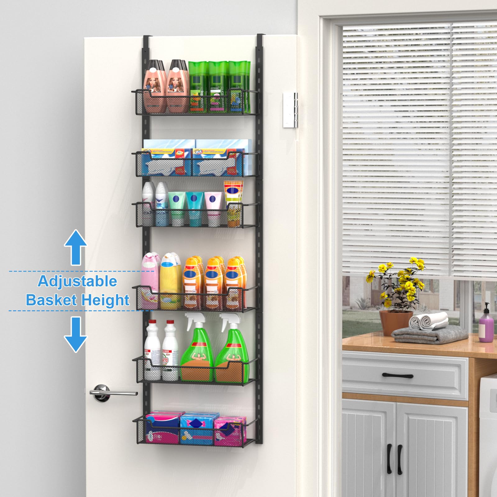 VyGrow adjustable baskets adapt to kitchen and bathroom storage needs.