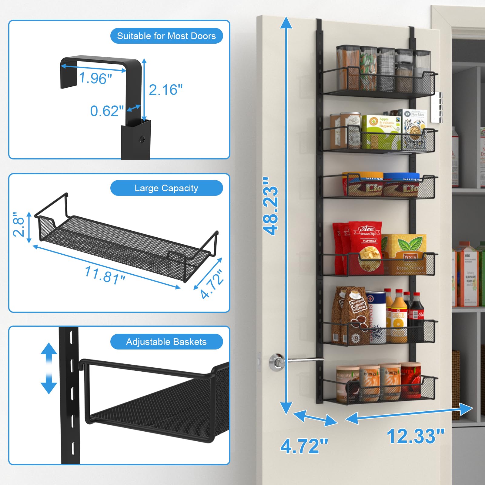 VyGrow carbon steel frame with rust-resistant coating for durable pantry use.