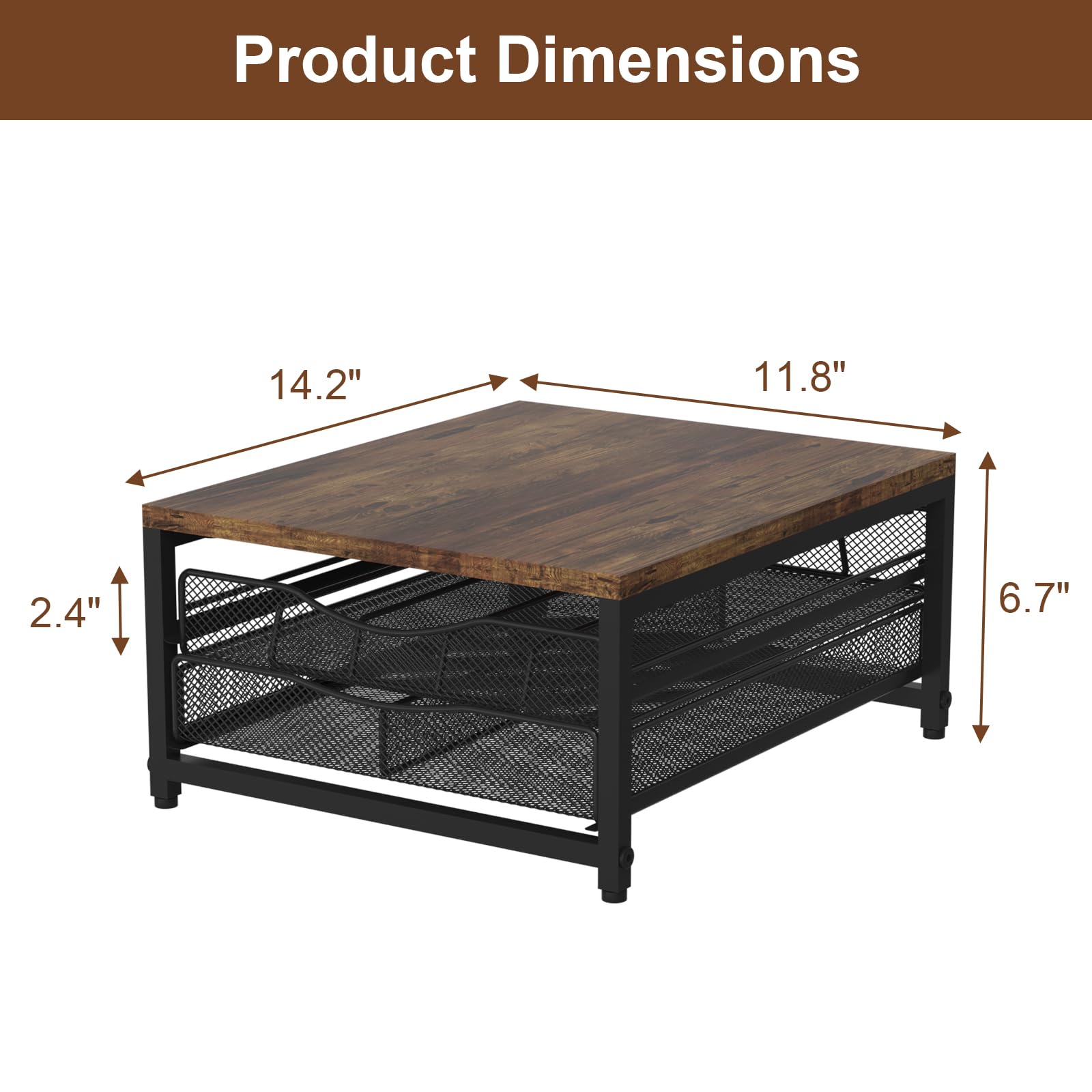 VyGrow wooden K-Cup holder side view highlighting compact footprint