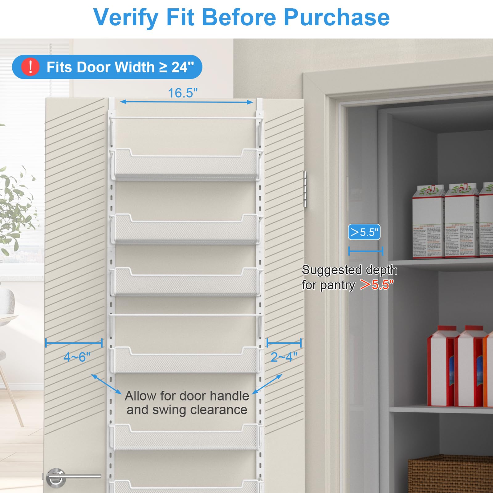 VyGrow door-mount organizer offers flexible placement on pantry doors.
