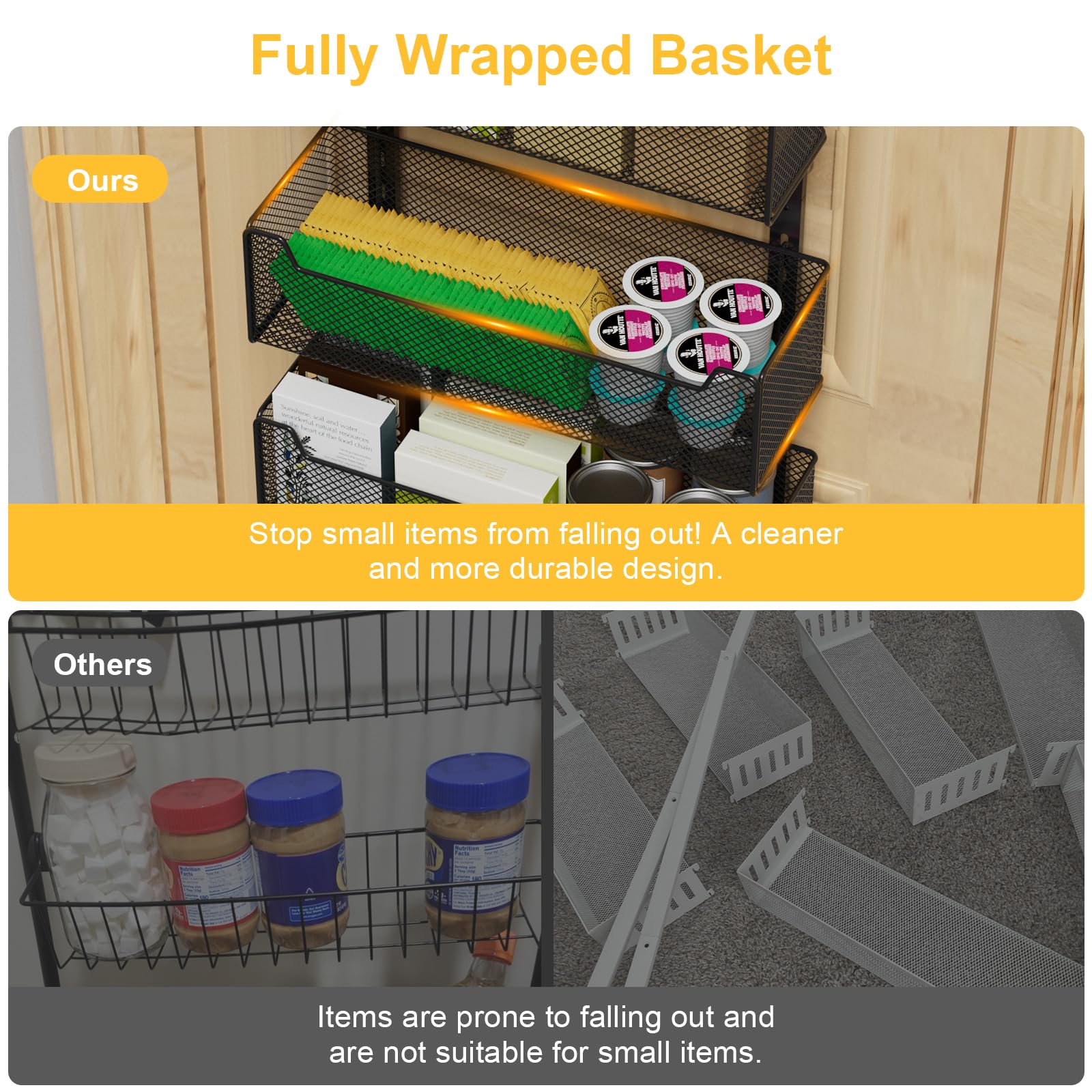 VyGrow fully enclosed mesh baskets protect small items in daily use