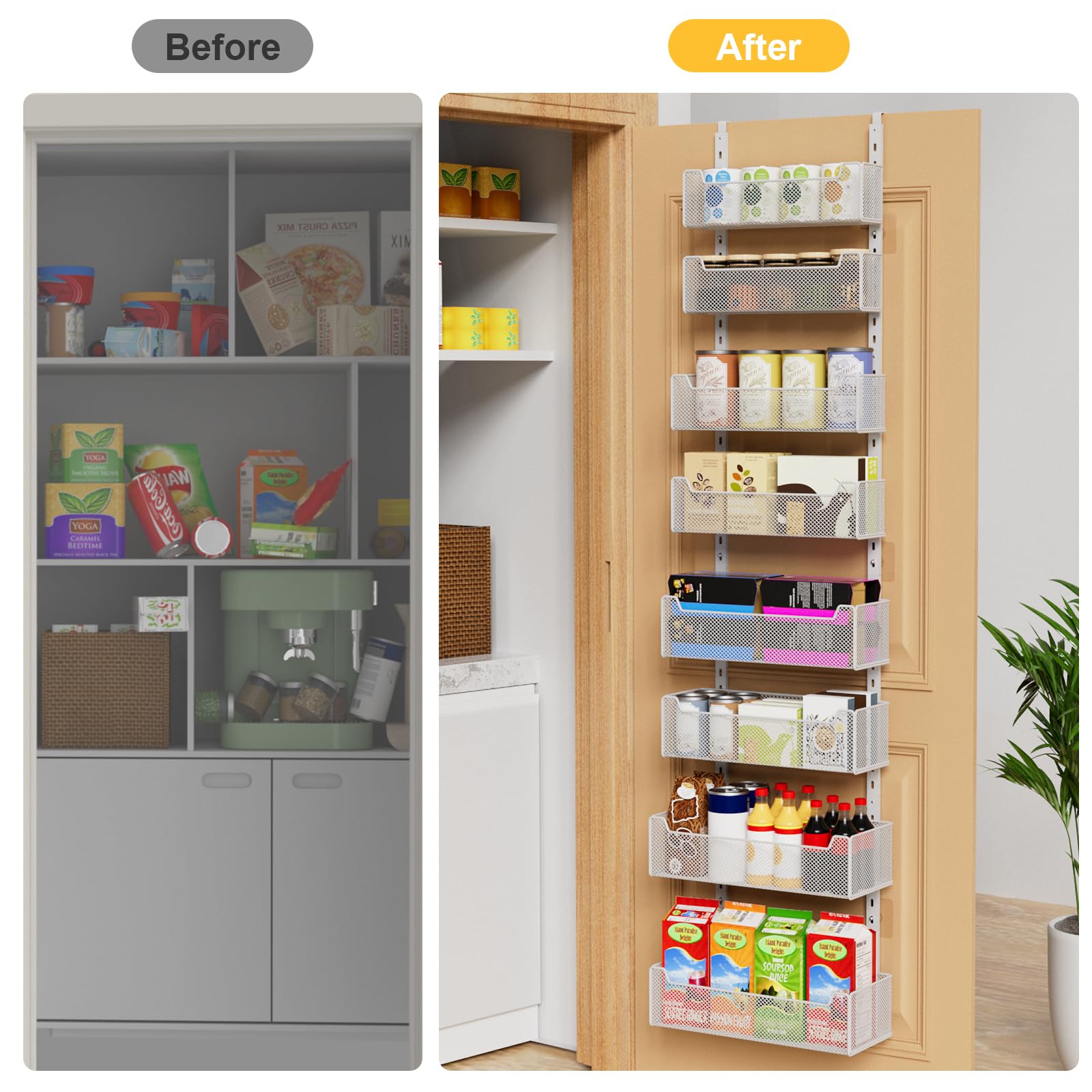 VyGrow organized pantry rack keeps spices, snacks, and supplies in reach.
