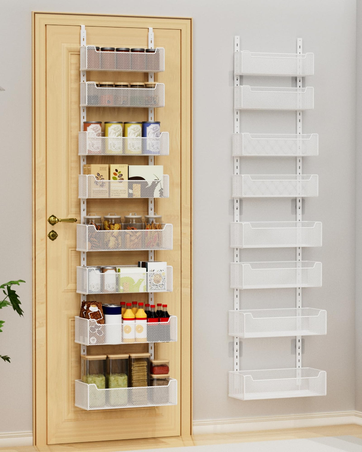VyGrow over-the-door organizer with 8 tiers for compact pantry storage.