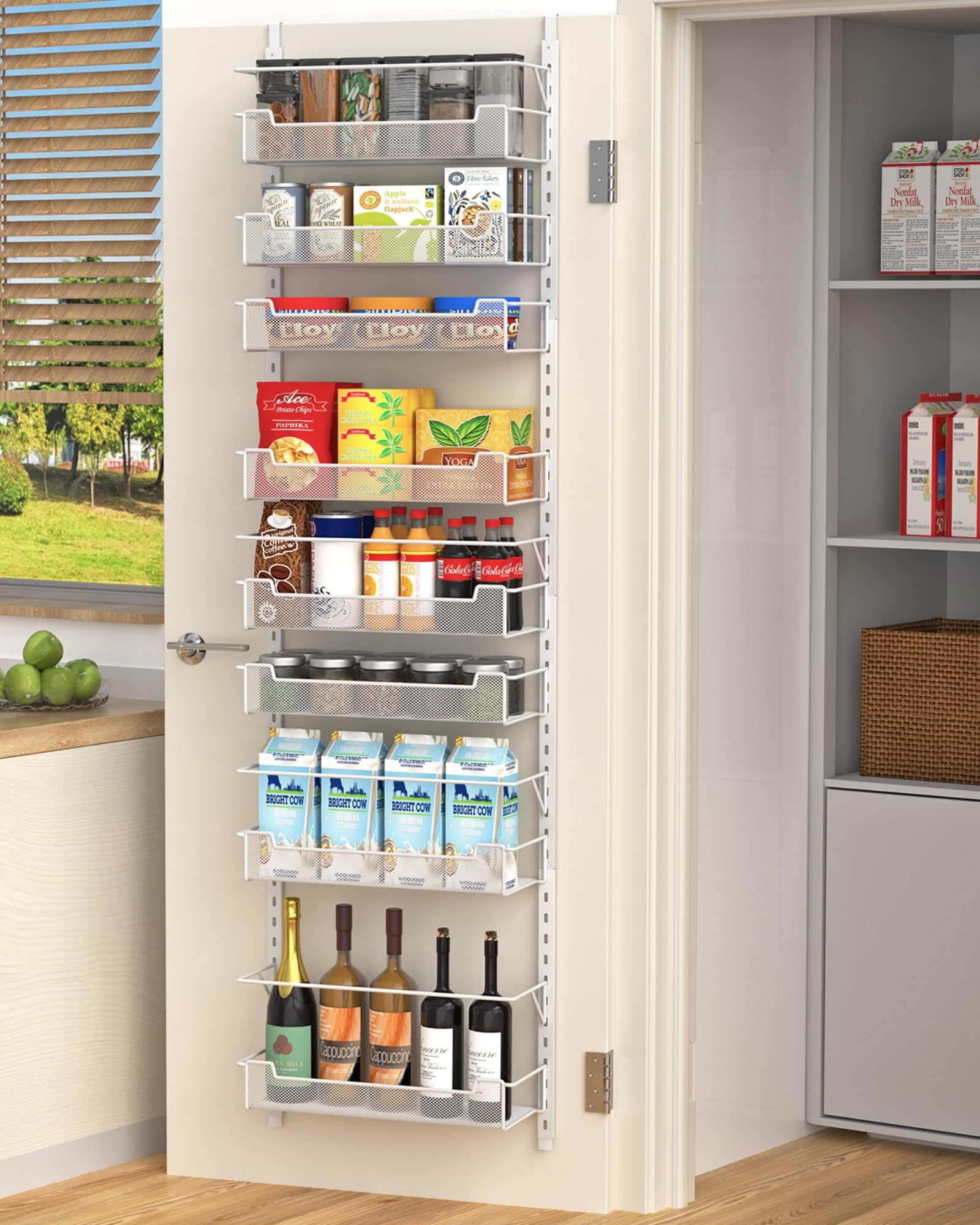 VyGrow over-the-door pantry organizer with 8 baskets for versatile storage.