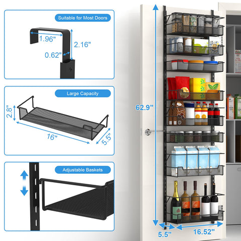 Rust-resistant carbon steel frame ensures durable pantry organization.