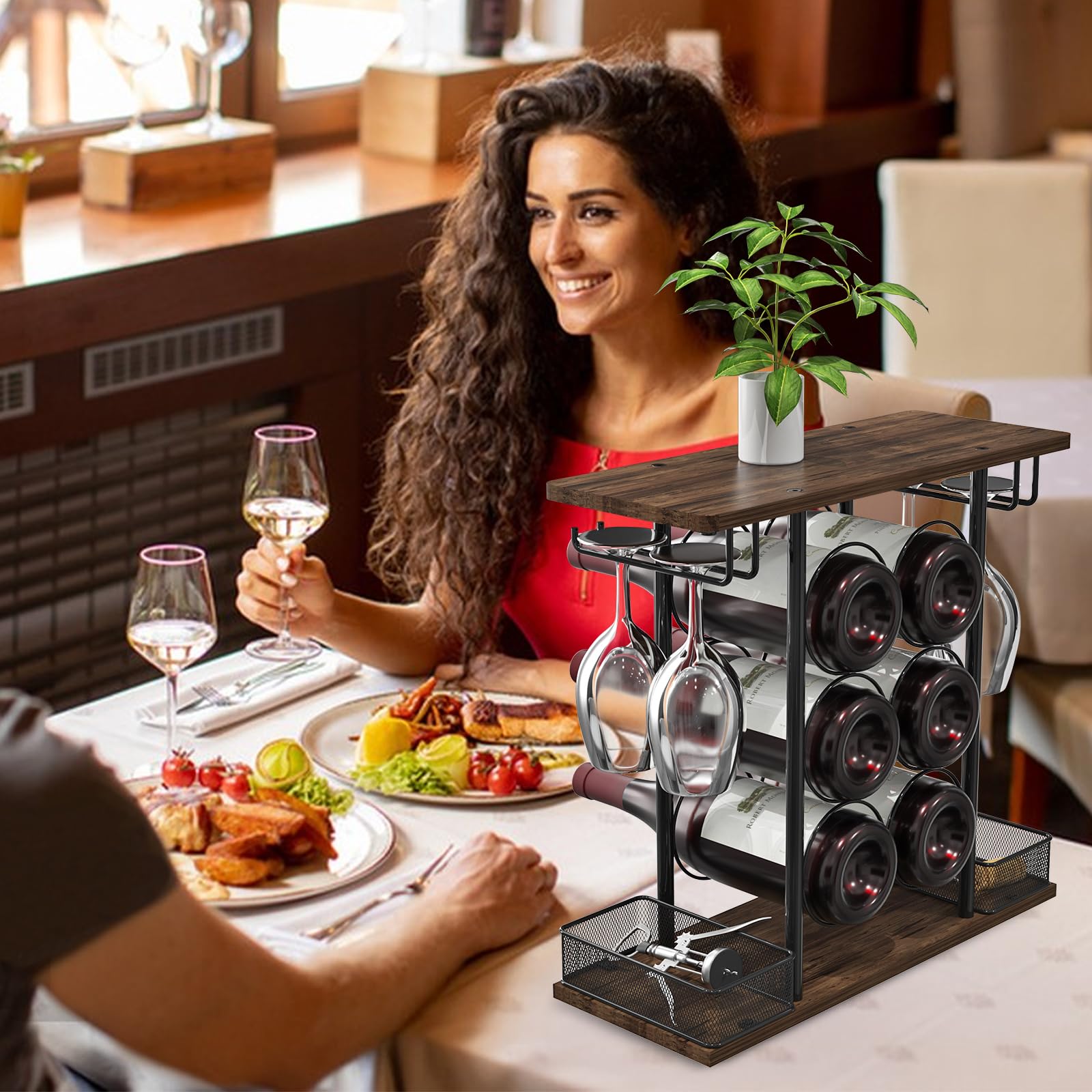 VyGrow space-saving wine rack stores bottles on a compact countertop.