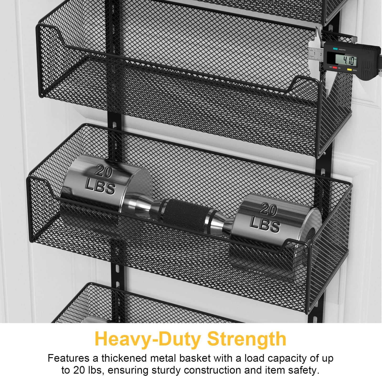 VyGrow adhesive stabilizers secure the unit to the door for quiet operation