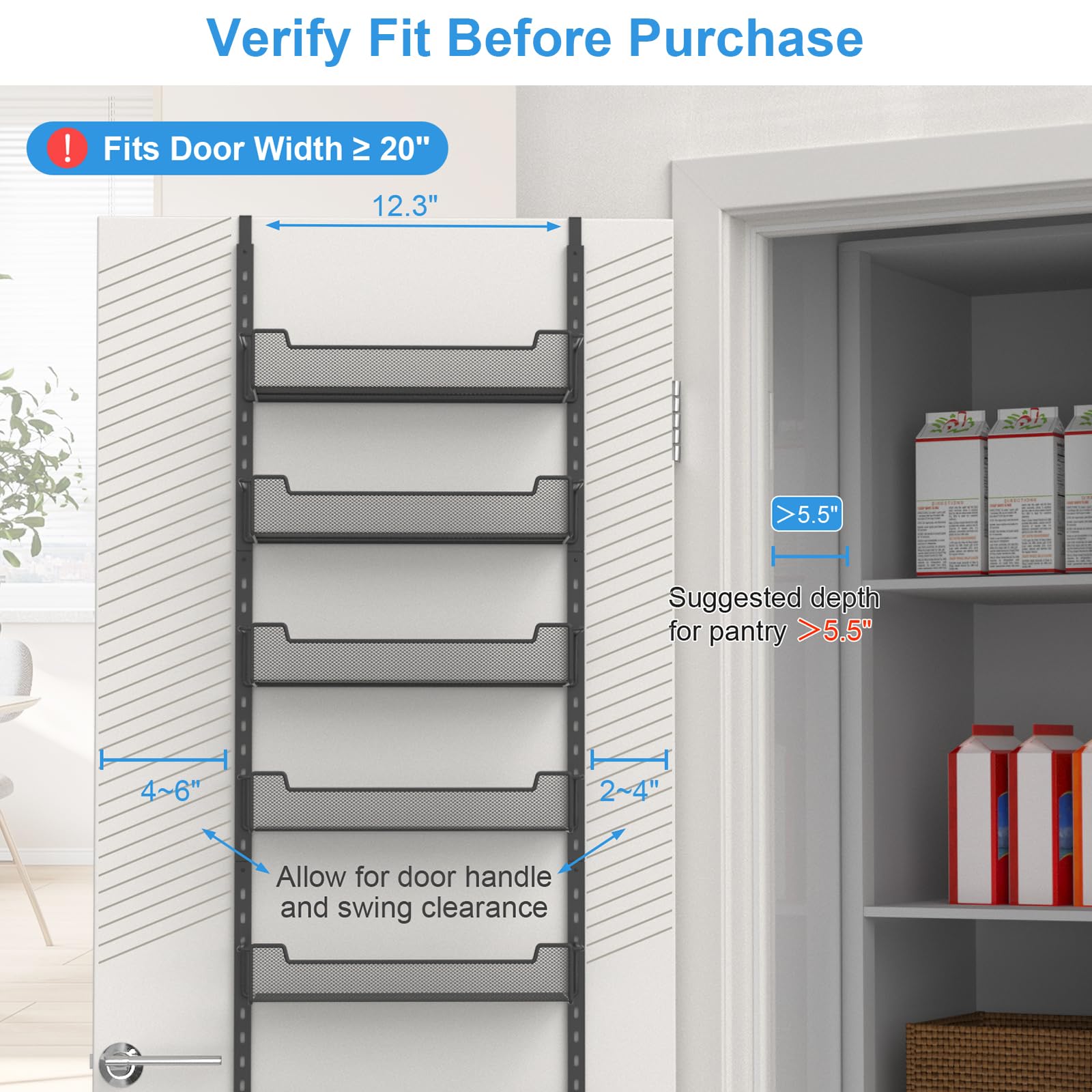 VyGrow sturdy door hook enables secure mounting without tools.