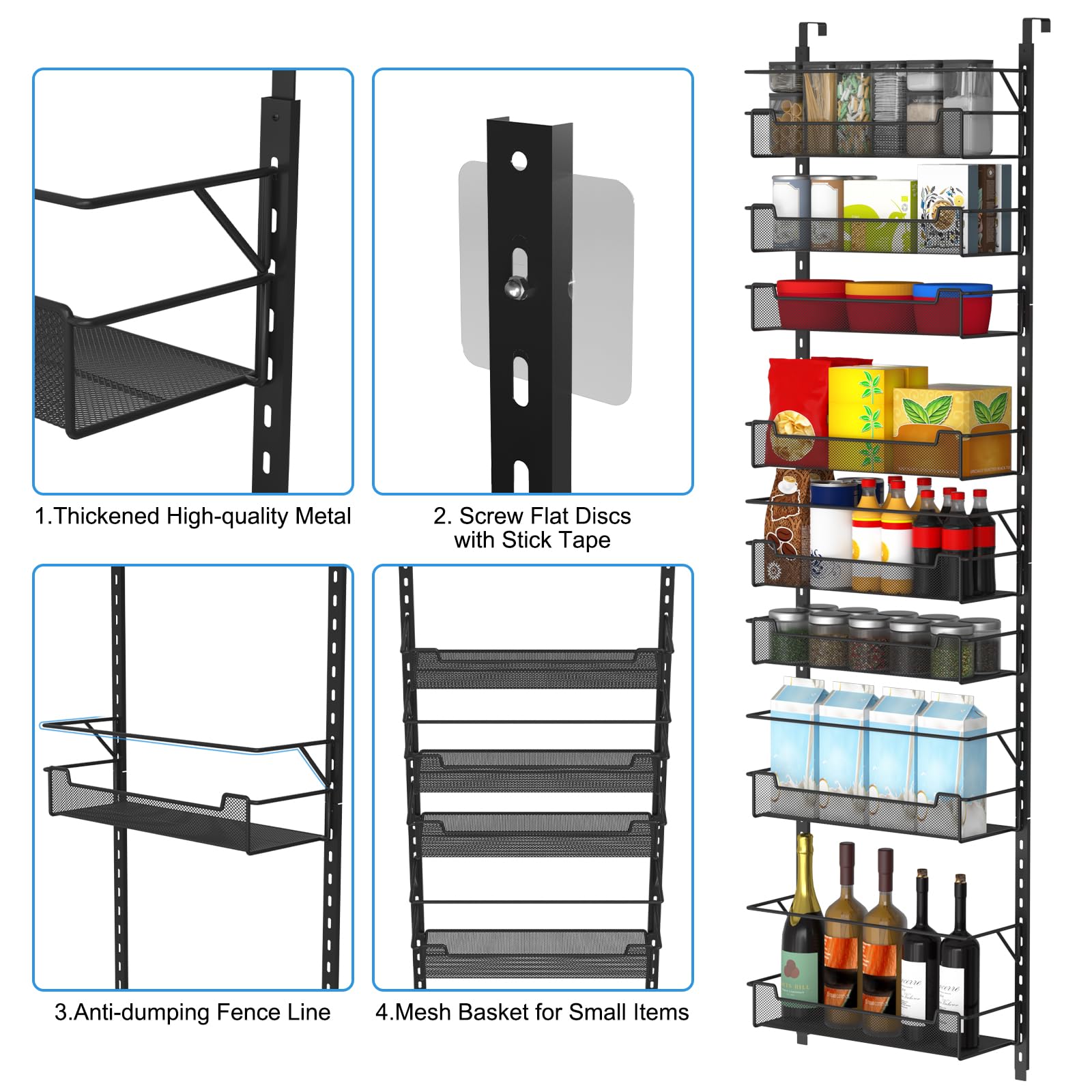Wall mounting option shown with included anchors and screws.