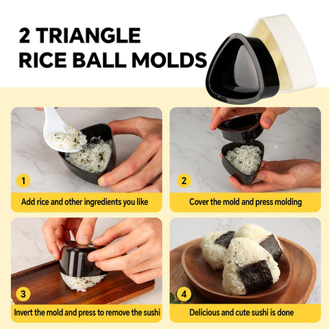 Vynetralix Musubi and Onigiri Molds offering triangle shapes for tidy portions