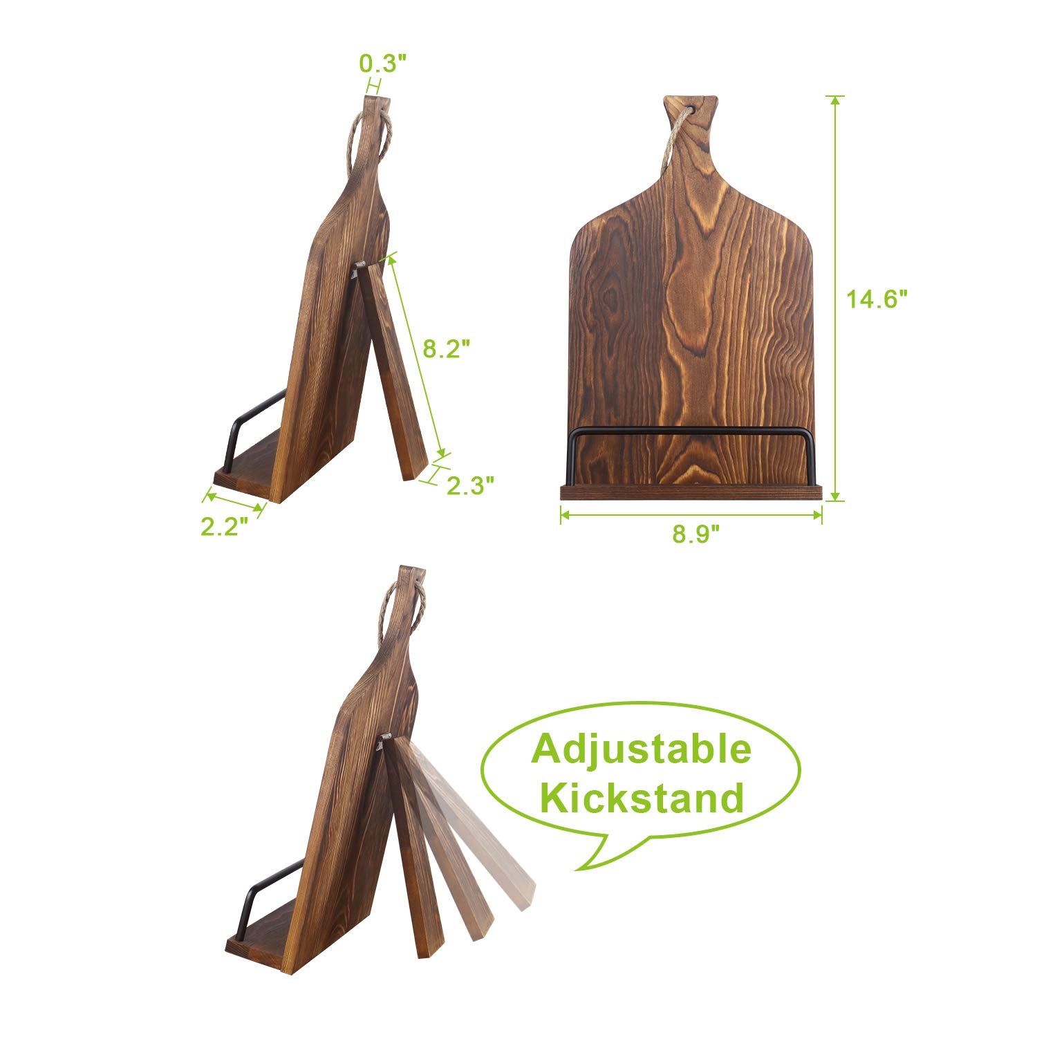 VYNOPA cookbook stand compatible with tablets for hands-free cooking.