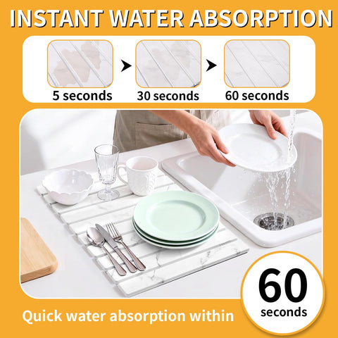 VYRASSIUM stone drying mat folded design saves space in small kitchens