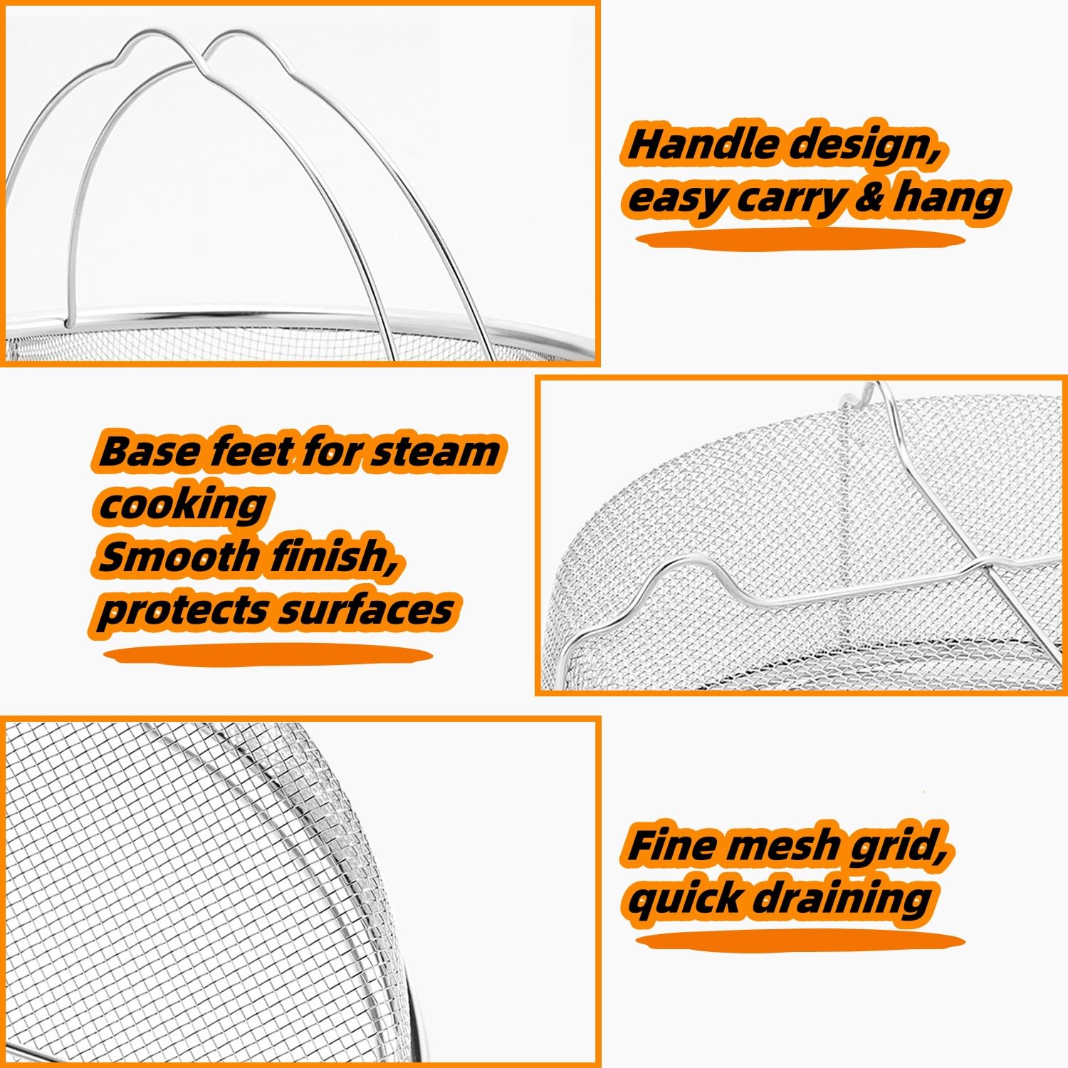 Vziokk stainless steel mesh 2.5mm strainer for even steaming