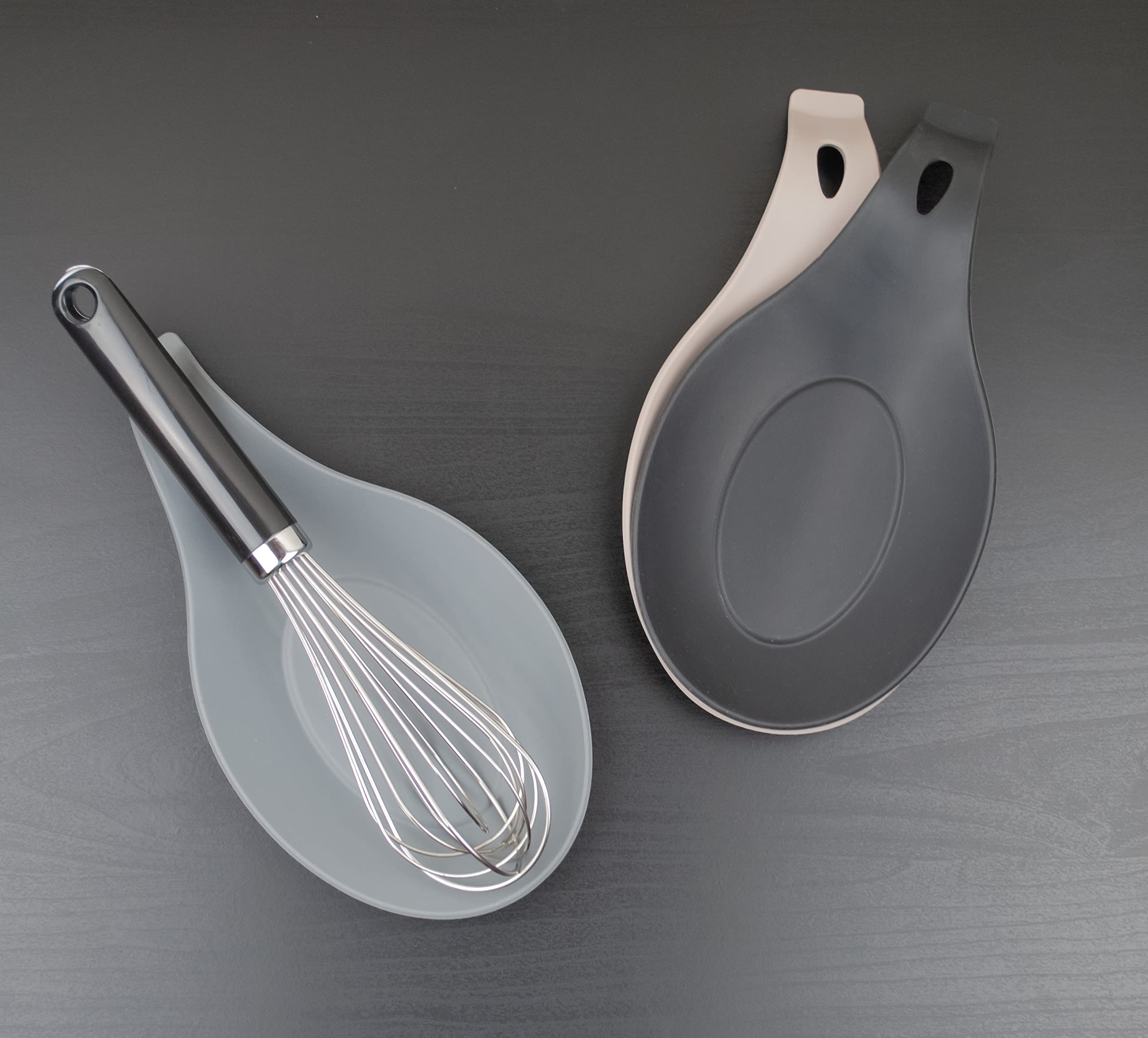 W. INNOVATIONS spoon rest set 3, black, blends with modern stoves.