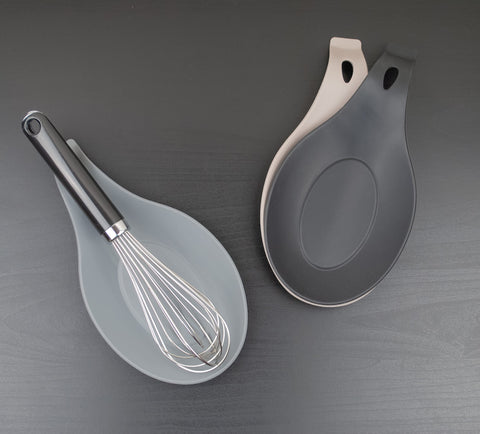 W. INNOVATIONS spoon rest set 3, black, blends with modern stoves.