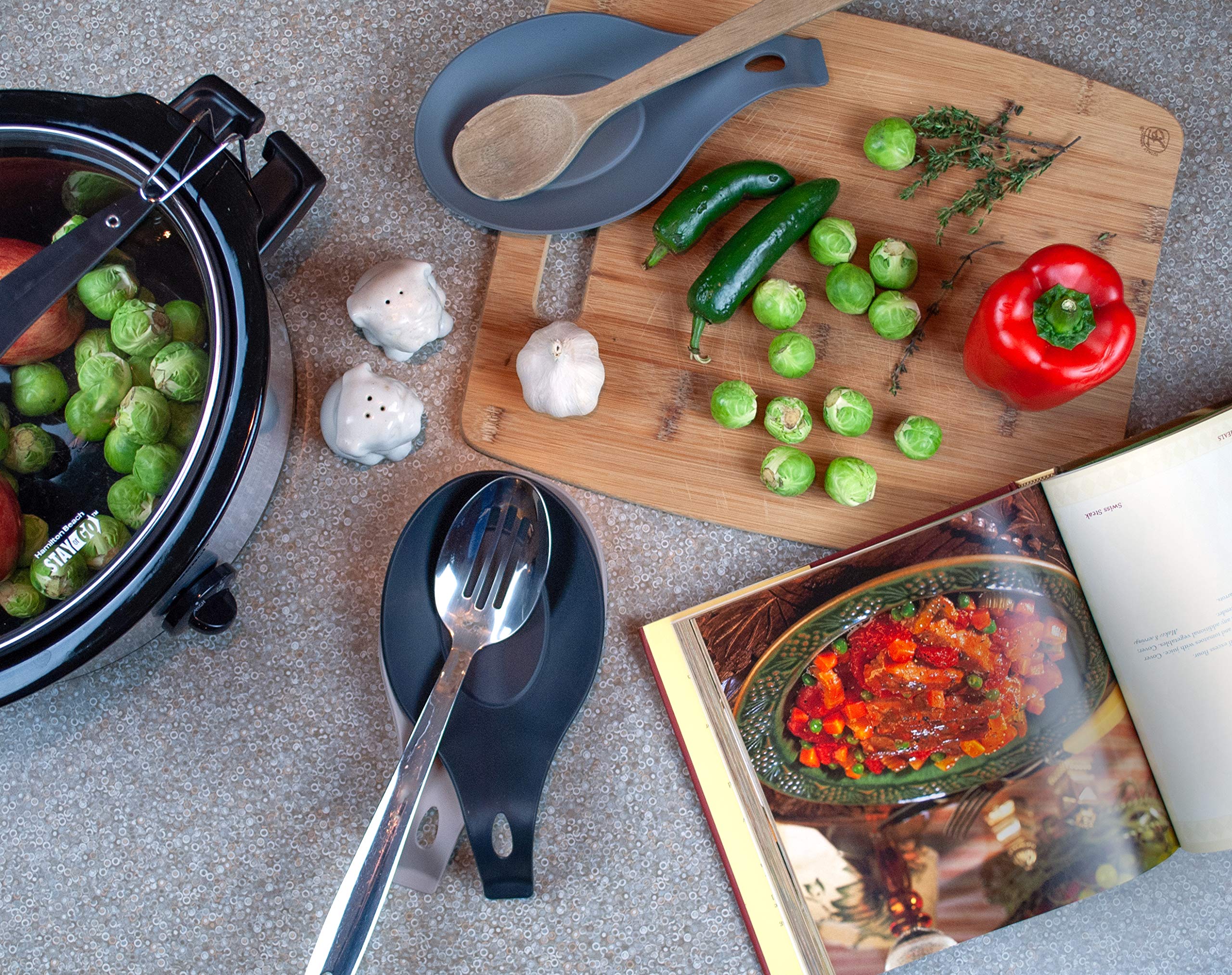 W. INNOVATIONS spoon rest set 3, dishwasher-safe for easy cleanup.