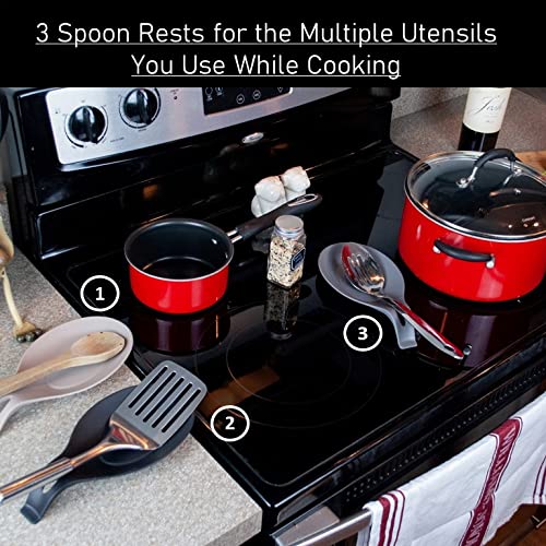 W. INNOVATIONS spoon rest set 3, top view, catches drips during cooking.