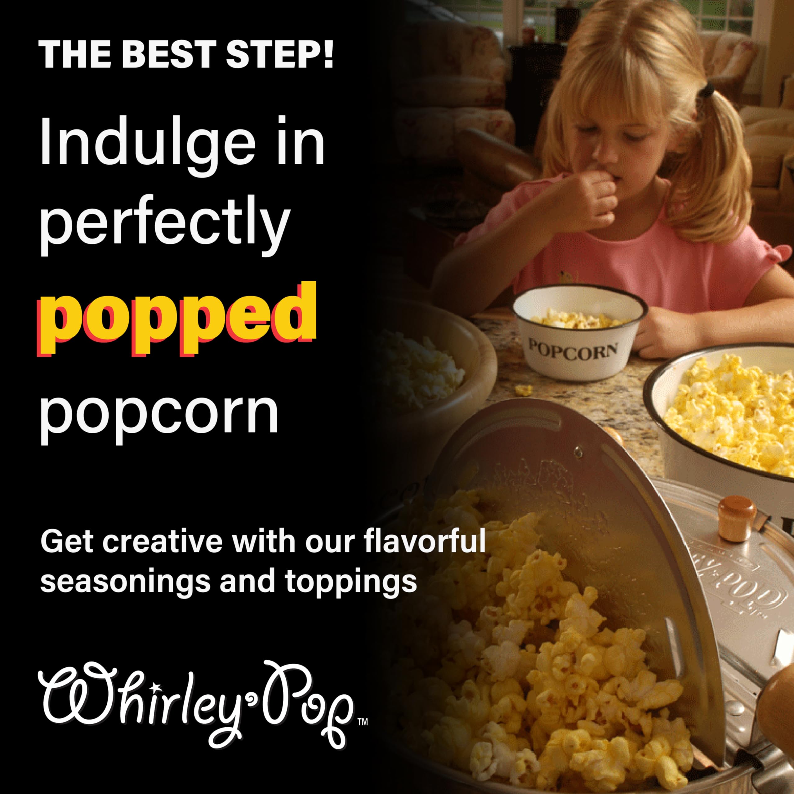 Wabash Valley Farms Whirley Pop 6-quart capacity illustration for family use.