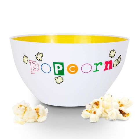 Wabash Valley Farms Popcorn Fun Time Bowl front view with bold print for family snacks