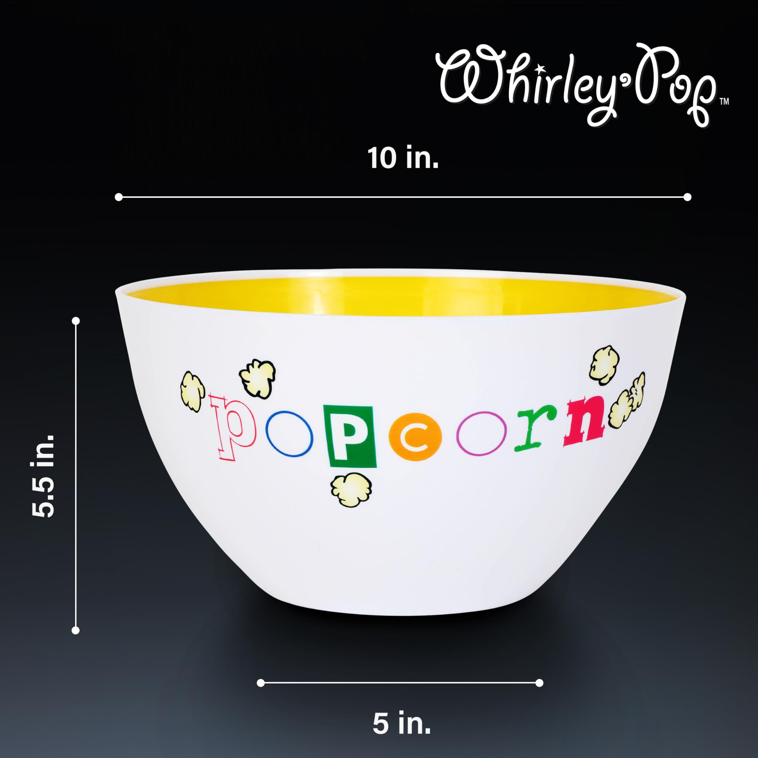 Wabash Valley Farms Popcorn Fun Time Bowl yellow interior adds cheerful contrast