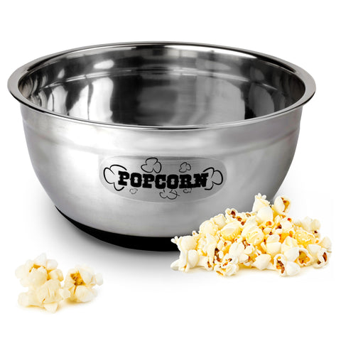 Wabash Valley Farms stainless steel popcorn container with stylish finish for elegant serving.