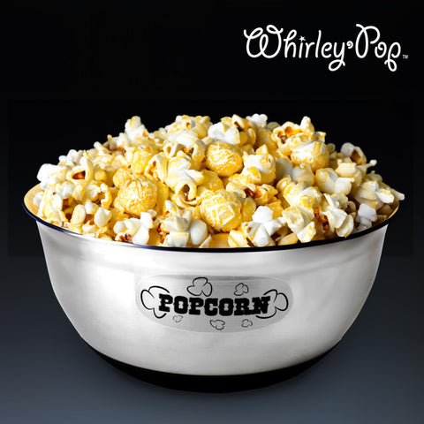 Wabash Valley Farms stainless steel popcorn-serving bowl showcasing durability for family gatherings.