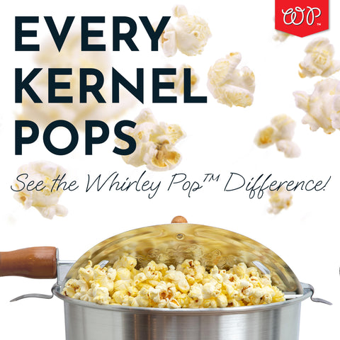 Stovetop assembly of the Whirley Pop for kitchen use
