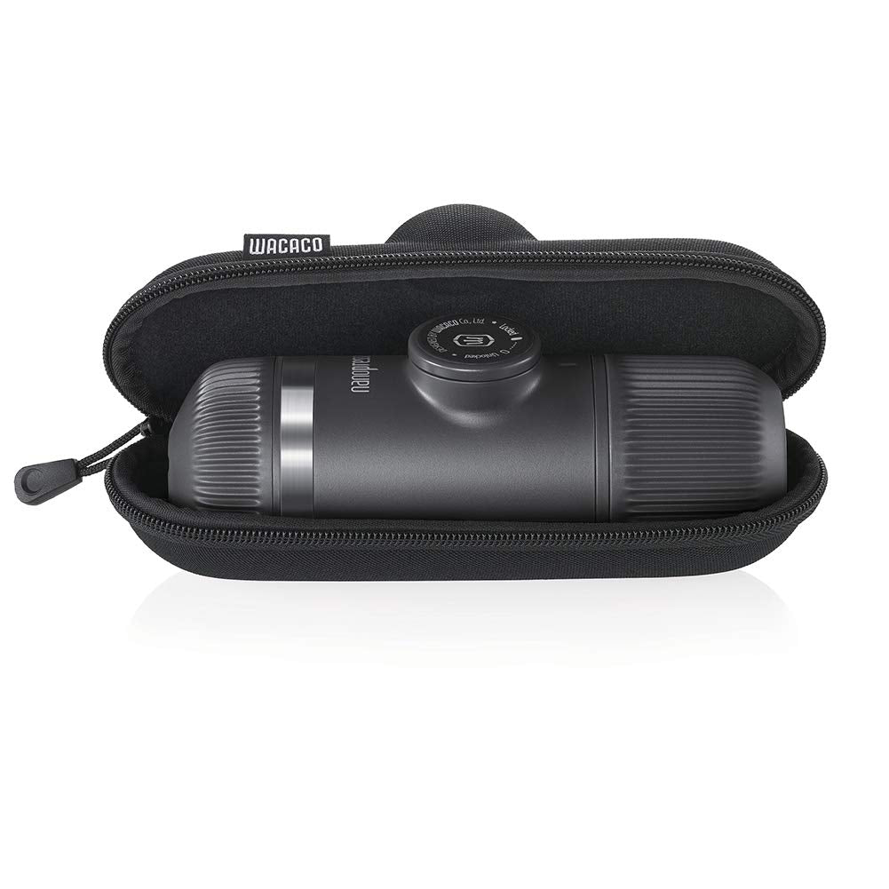 Wacaco Nanopresso L-Case with carabiner clip for clipping to gear.