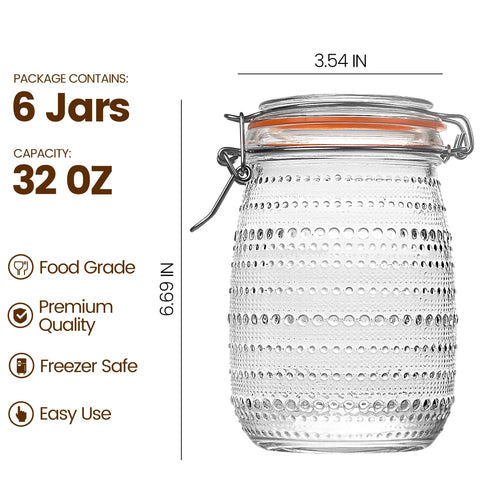 WACOI clip-top lid with rubber gasket preserves flavors and aromas
