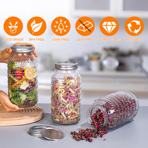 WACOI 64 oz jar with thick glass ensures durable, reusable storage.
