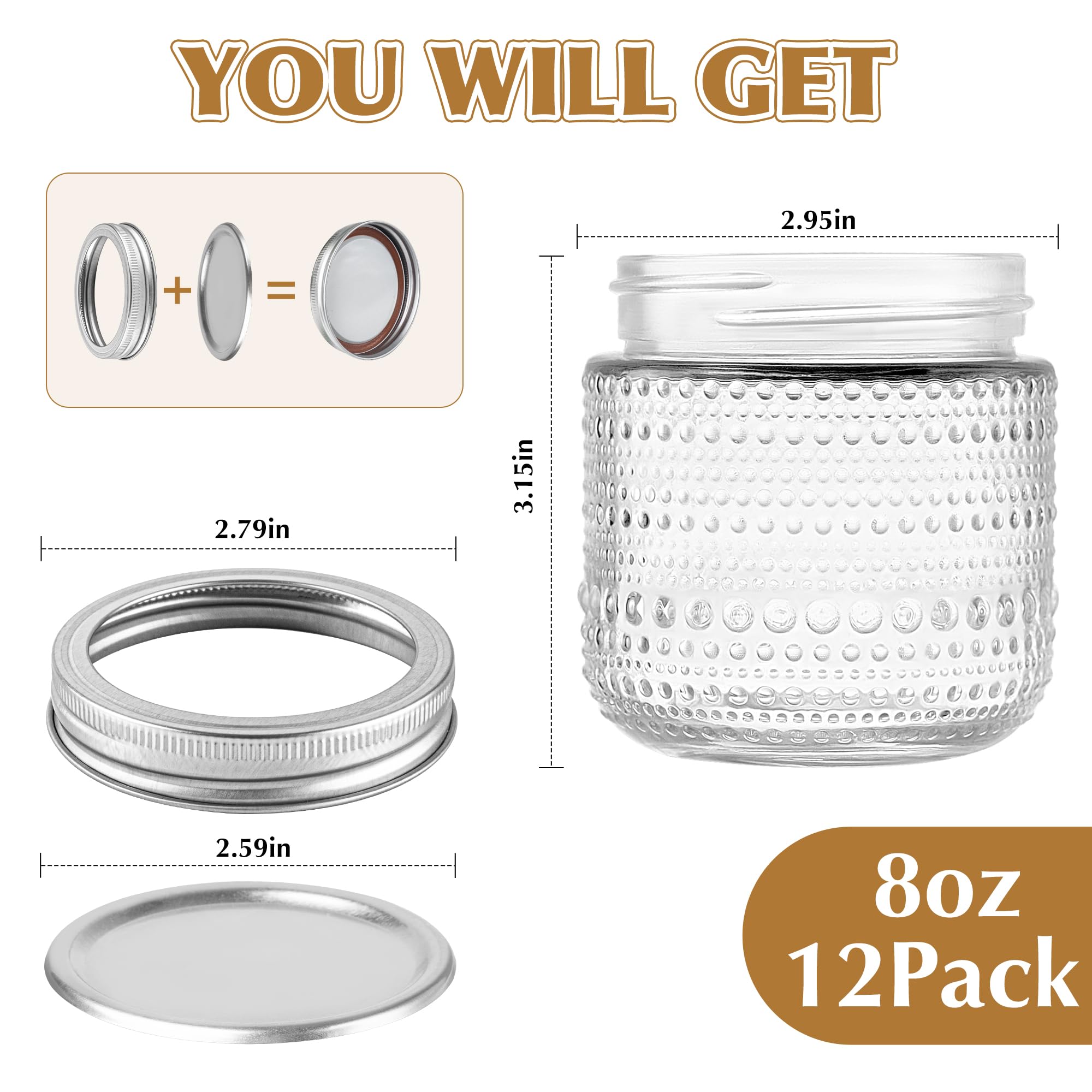 WACOI 8oz jar with split airtight lid for freshness and spill-free storage