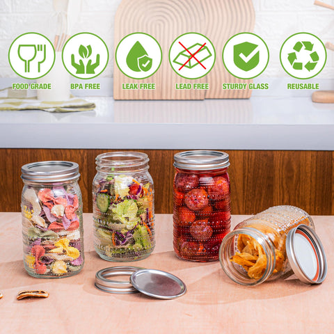 WACOI 32oz jars with airtight lids help preserve freshness in pantries.