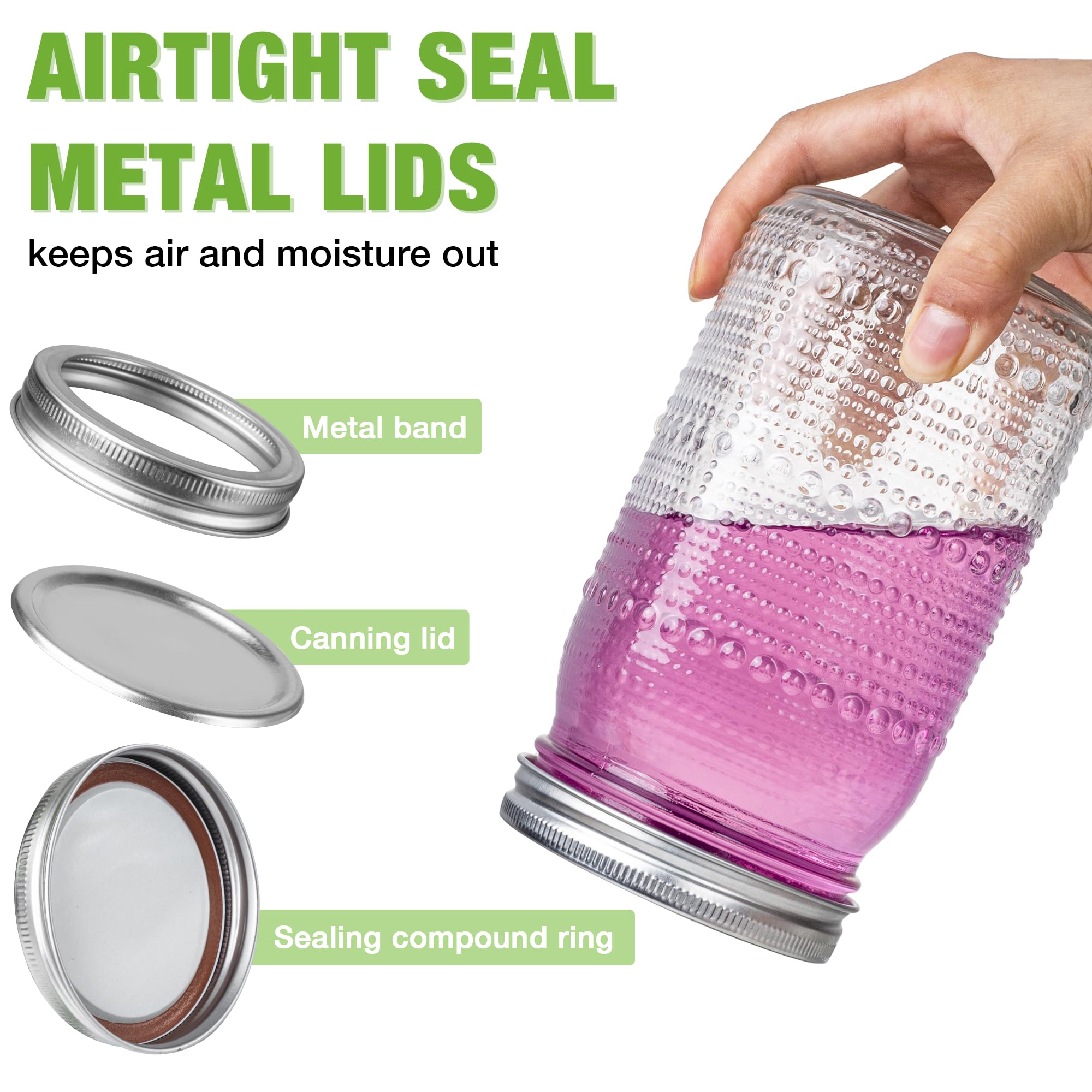 Wide-mouth 32oz jars ideal for centerpieces, gifts, and food storage.