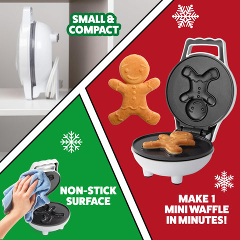 Waffle Wow Gingerbread Man mini waffle maker batter pour for playful holiday mornings.