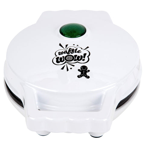 Waffle Wow Gingerbread Man mini waffle maker decorating gingerbread faces prompts family fun.